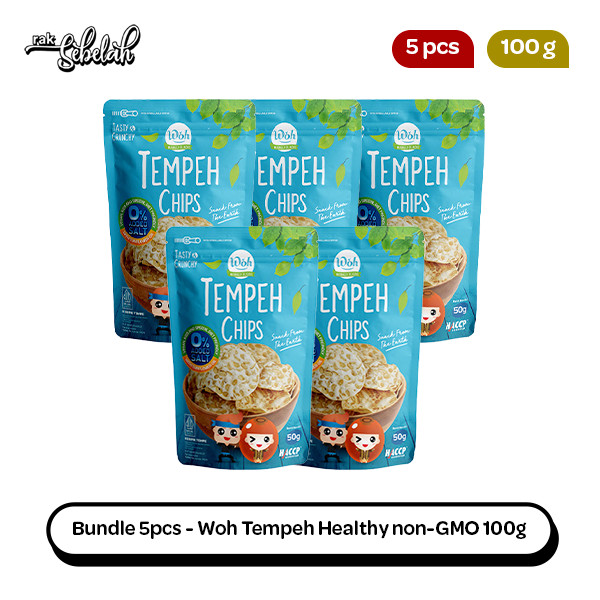 

Bundle 5pcs - Woh Tempe Chips Non GMO 50gr - Fermented Soybean