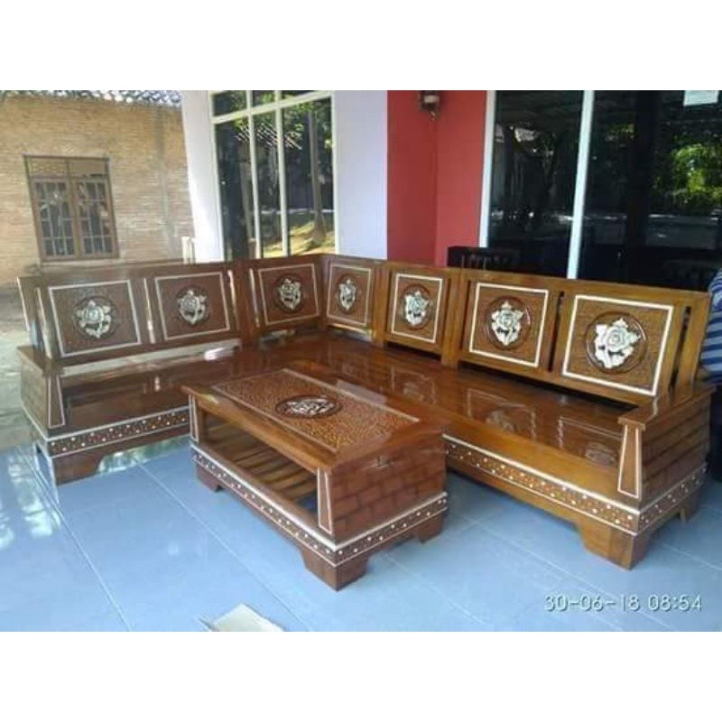 Check out Furniture kursi sofa tamu model sudut piramid / kursi jati minimalis untuk ruang tamu keci