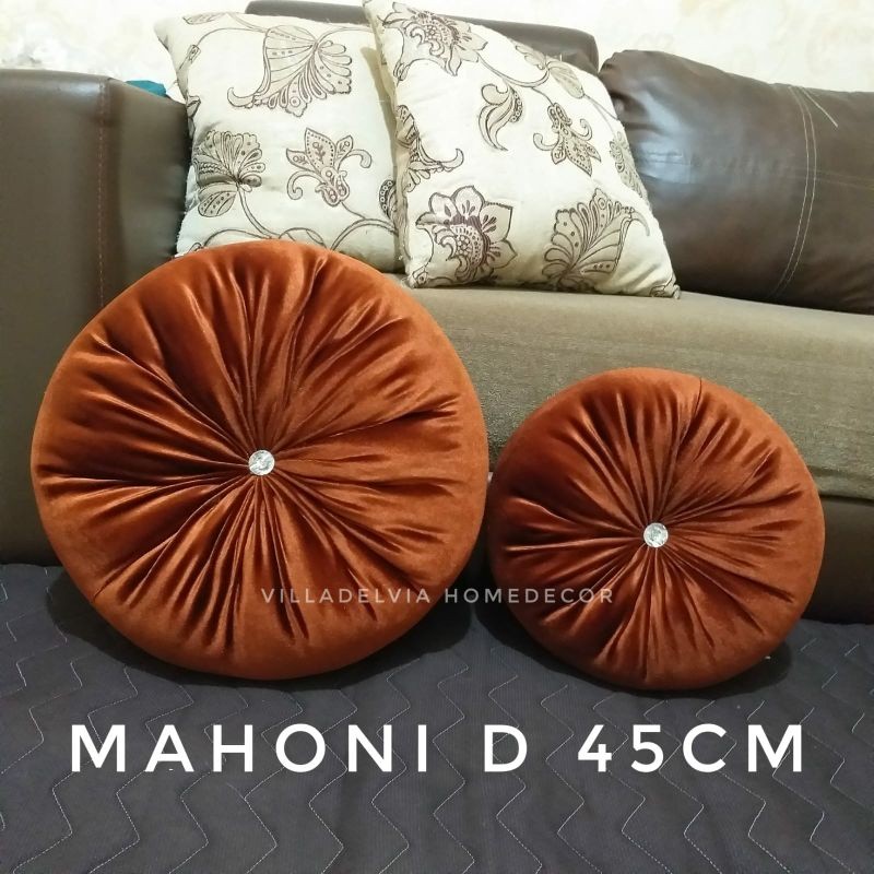 Bantal Sofa Bulat Diamater 45/Bantal Labu Besar/Bantal Kursi Bulat/Bantal Ruang Tamu/Bantal Beludru/