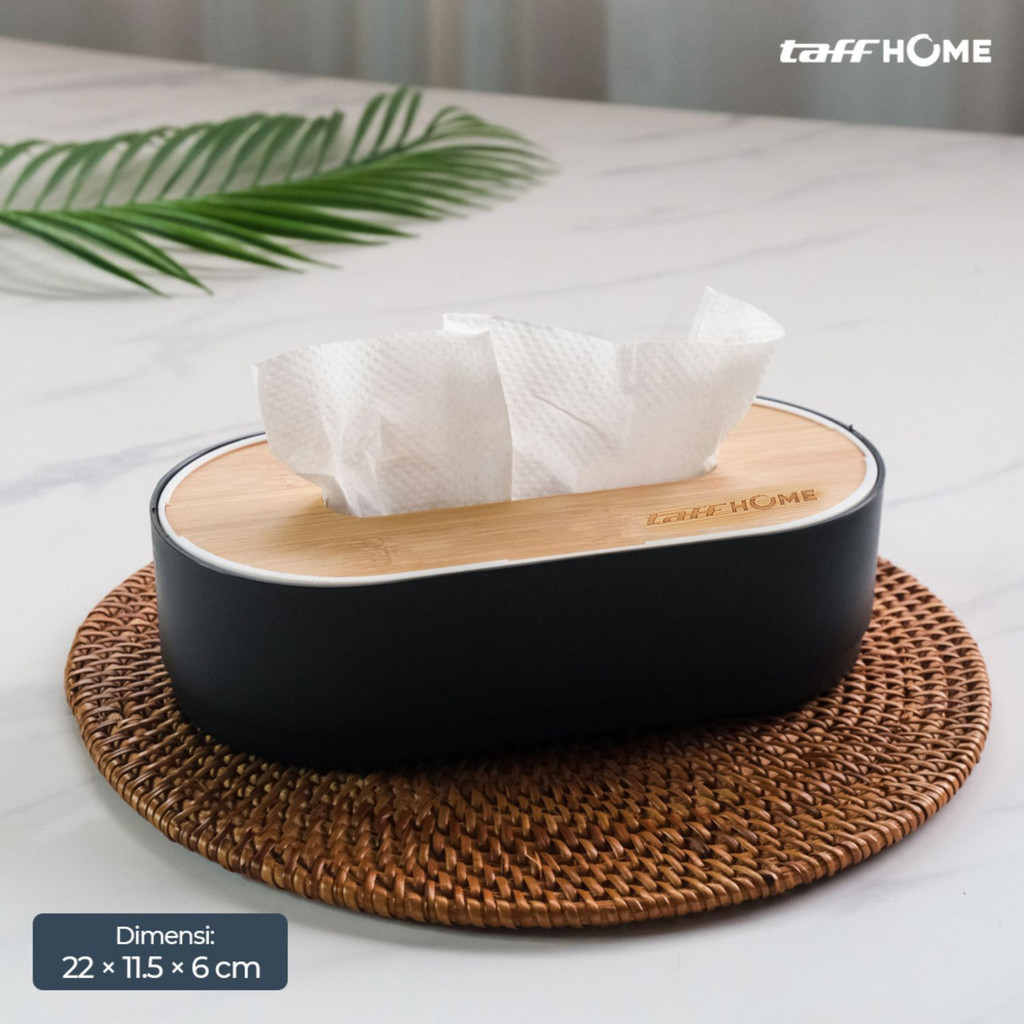 

ORIGINAL TaffHOME Kotak Tisu Kayu Oval Lifting Tissue Box Storage 22x11.5x6cm - KE21