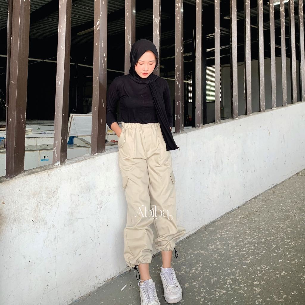 Femi.id-Cargo Pants Jogger Wanita Korean Style