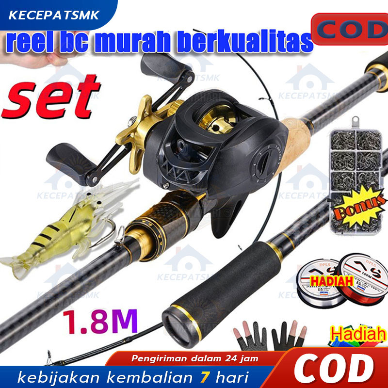【Kecepatan】Daiwa Joran Pancing Full Set 1.8M 10LB 7.2:1 Joran BC Set Reel BC Joran UL Carbon Pancing