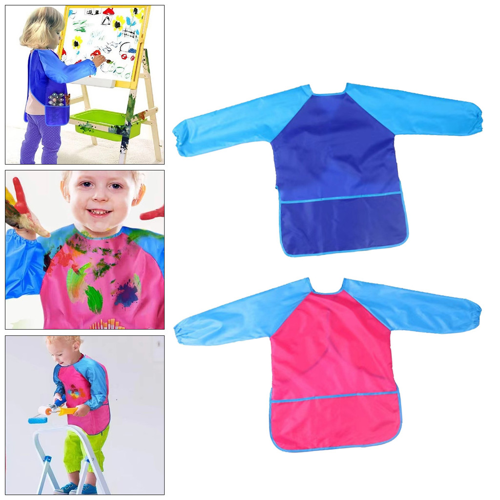 Murah  Apron Painting Anak Art Smock Kids Panjang Celemek Melukis Waterproof Apron Peralatan