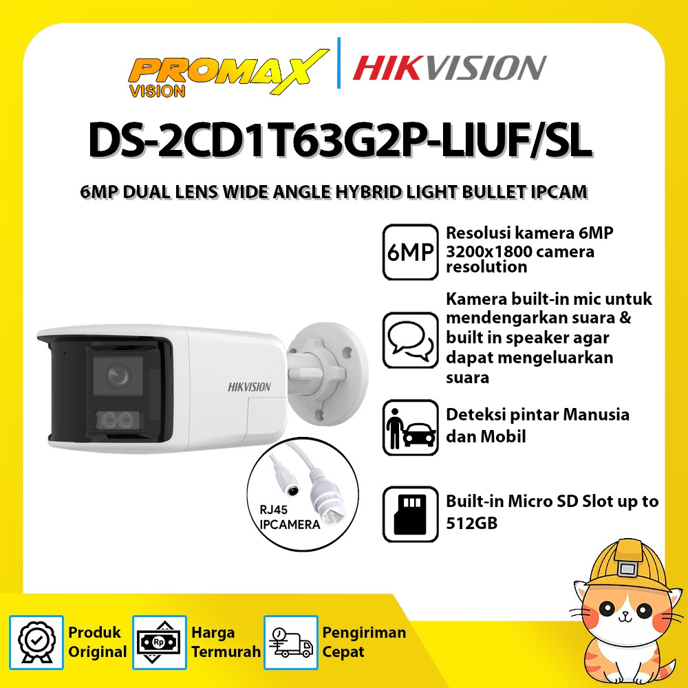 HIKVISION DS-2CD1T63G2P-LIUF/SL 6MP DUAL LENS WIDE ANGLE HYBRID LIGHT BULLET IPCAM