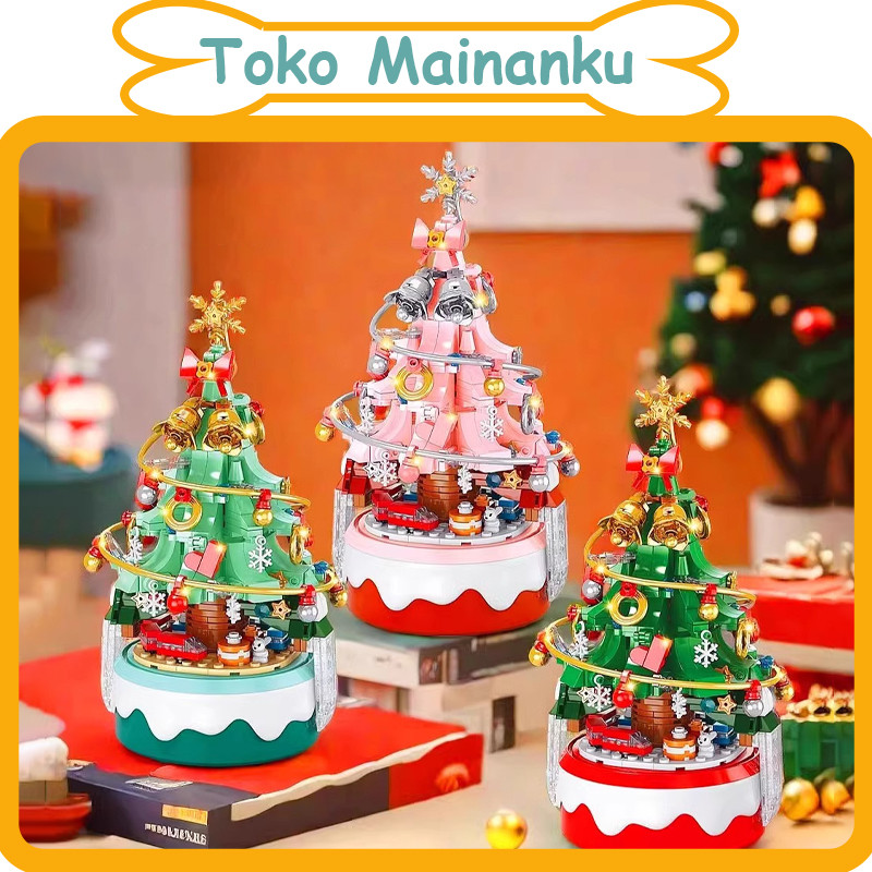 

Blok Bangunan Edisi Natal Claus Natal, Ornamen Ornamen Hadiah, Kotak Musik Natal Hadiah Ulang Tahun Natal