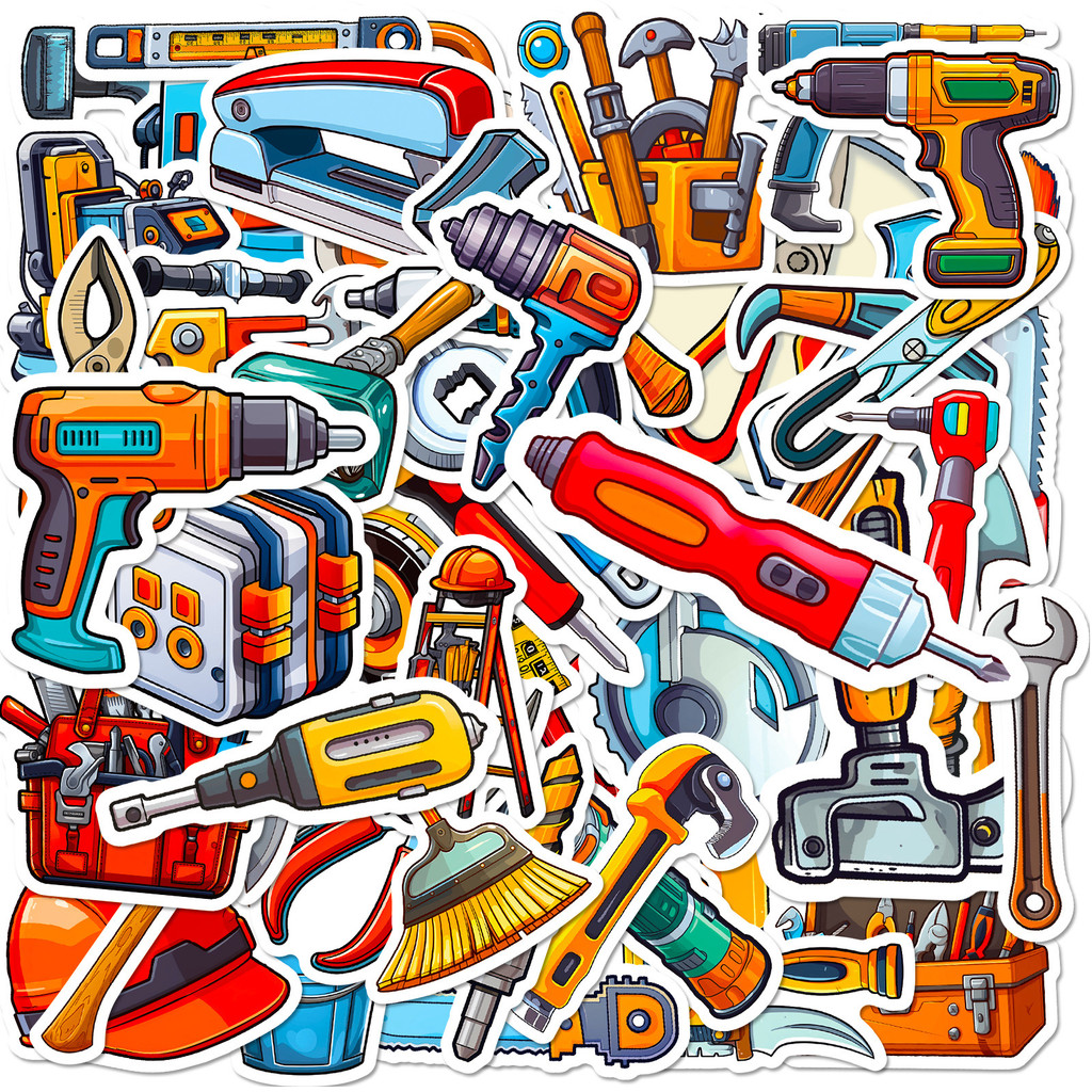 

10/25/50pcs Cartoon Hand Electric Tools Bag Graffiti Stickers for DIY Scrapbook Water Bottle Phone Laptop Guitar Decal