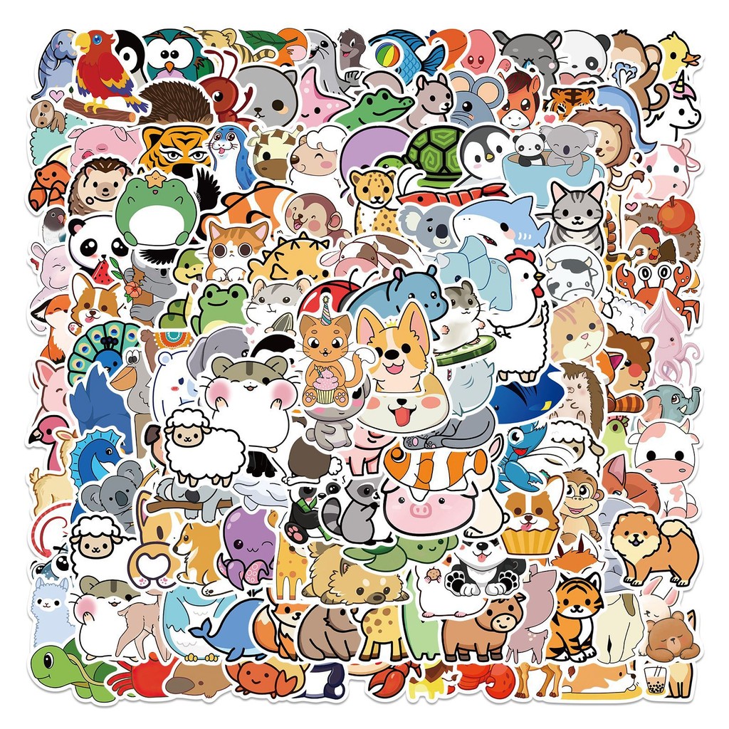 

200PCS Animal Stickers Kawaii Panda Frog Water Bottles Phone Laptop Cartoon Sticker Vinyl Vsco Waterproof Sticker for Kids Teens