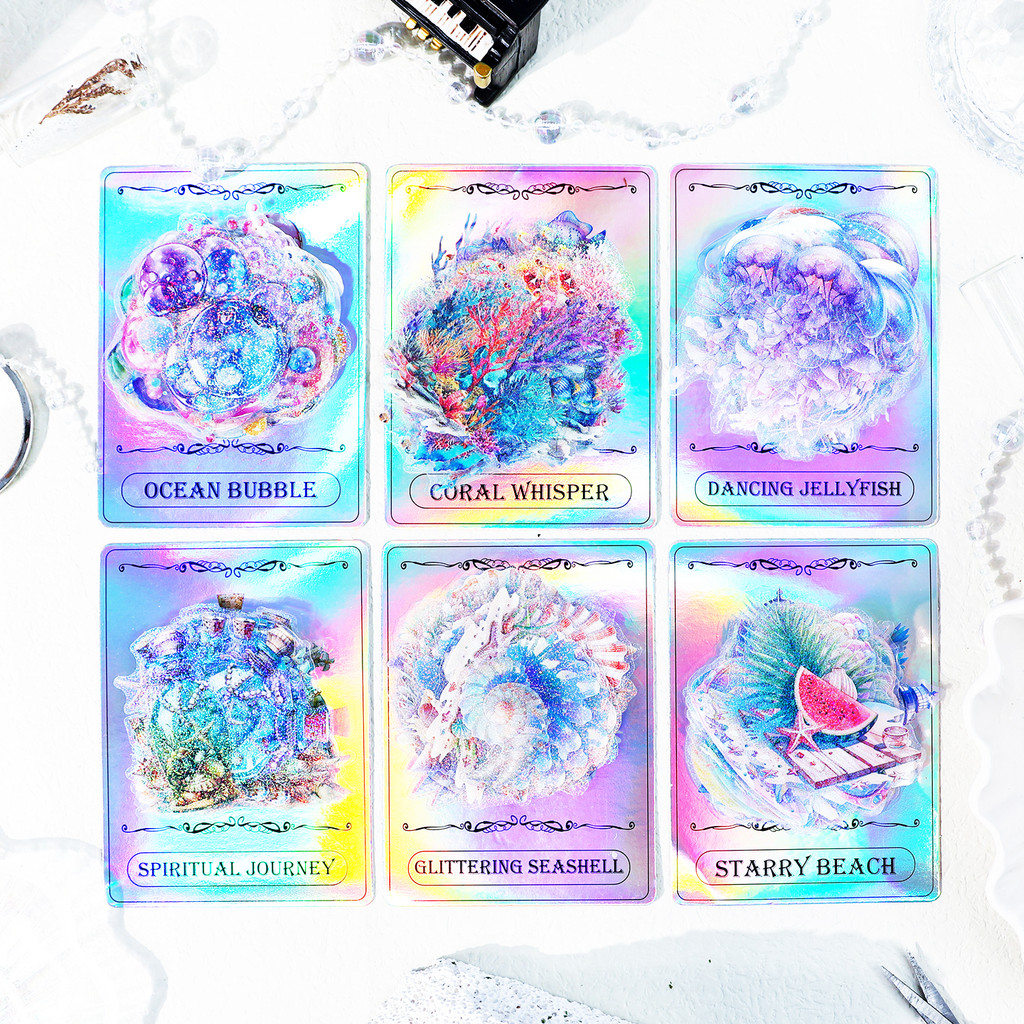 

30pcs Ocean Melody Series Waterproof PET Color Sticker Pack Art Collage Junk Journal Scrapbook Decoration Aesthetic Supplies