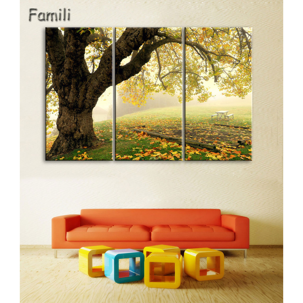 

3Pieces Cuadros Wall Art Autumn Tree Oil Painting On Canvas Paintings By Numbers Pictures Home Decor Living Room Unframed