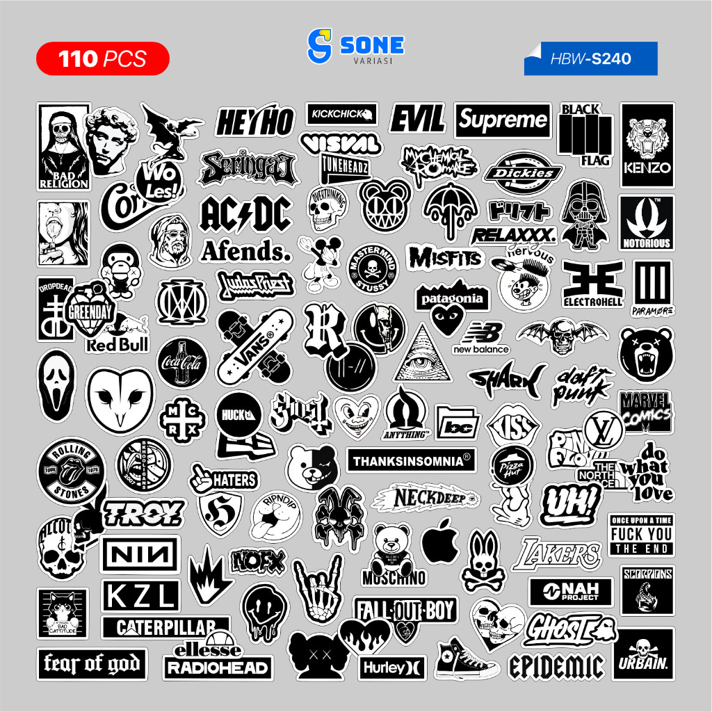 

Sticker Black and White Aesthetic Aksesoris Laptop Helm Koper Motor Casing HP Laptop Tumbler