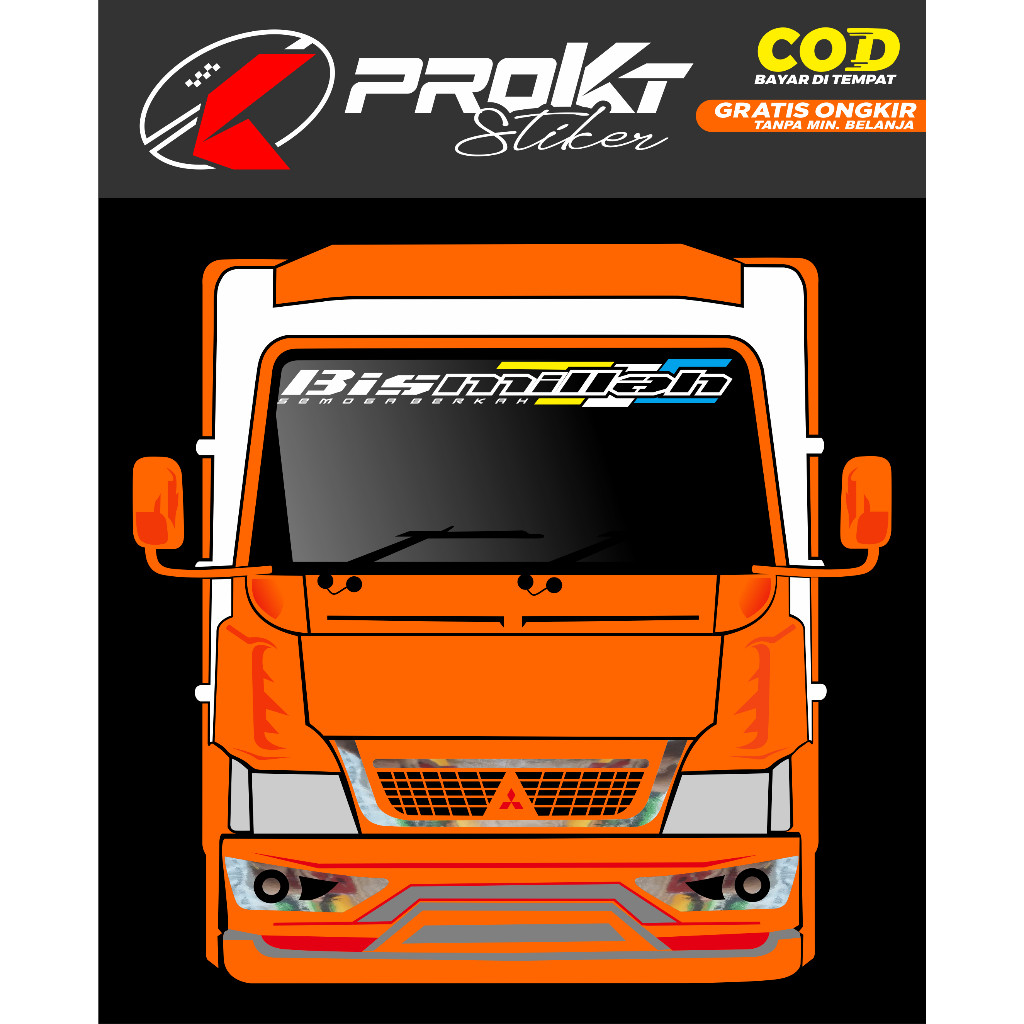 STIKER KACA DEPAN PICKUP TRUK (DESAIN COSTUM)co