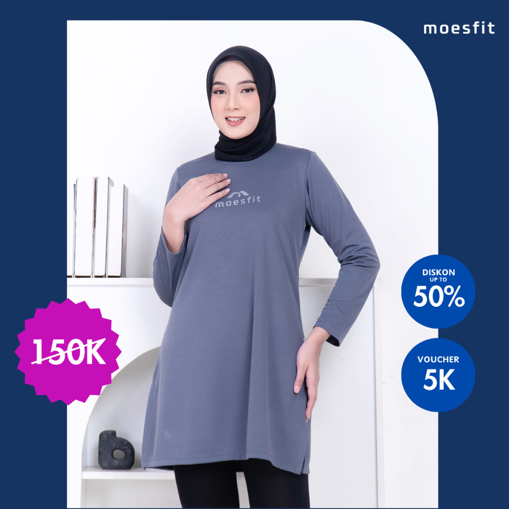 AA80  - Atasan Tunik Olahraga Kaos Olahraga Muslimah Bahan Dry Fit