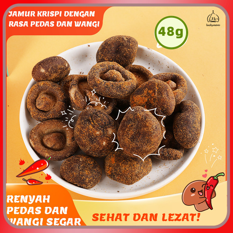 

[Luckymore] HALAL Jamur Renyah Pedas 48gr, Keripik Jamur, Jamur Krispy, Jamur Shiitake, Cemilan Pedas, Cemilan Sehat