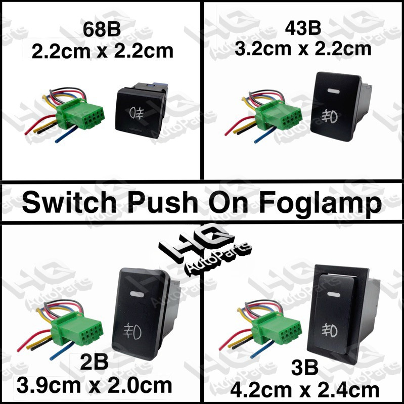Switch Saklar On Off Foglamp Lampu Tembak Mobil Universal Model Tekan Komplit Socket dan Kabel Avanz