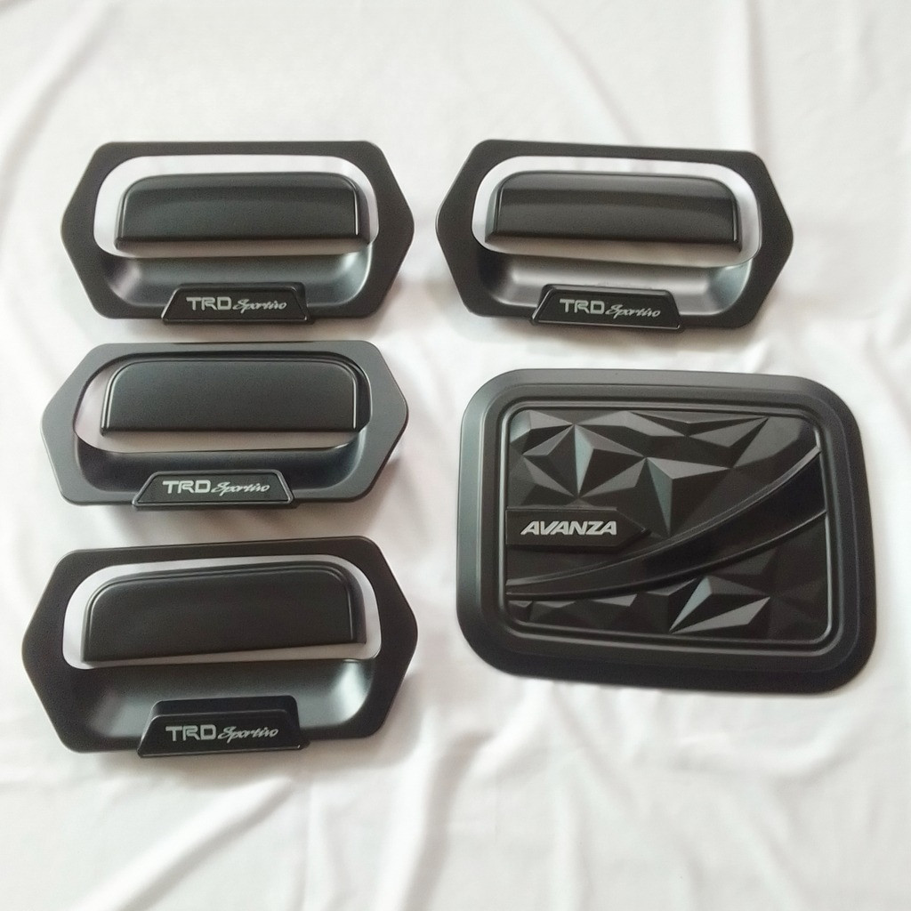 Paket Outer Cover Handle Pegangan Pintu Tank Cover Avanza Lama 2005 - 2010 Hitam Doff TRD Diamond