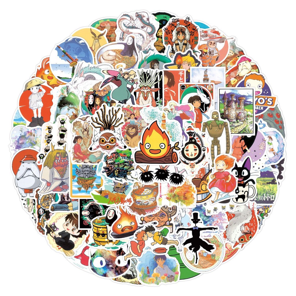 

100Pcs Ghibli Hayao Miyazaki Stickers DIY Stickers Scrapbooking Phone Luggage Skateboard Waterproof Graffiti Decals