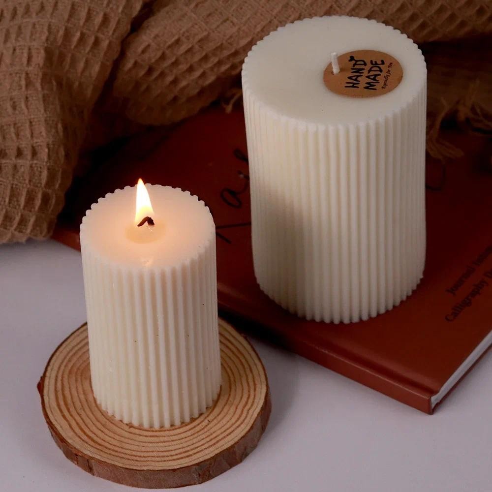 

Striped Cylindrical Candle Silicone Mold Handmade Scented Candle Making Wax Mould DIY Crystal Epoxy Resin Craft Molds Home Decor
