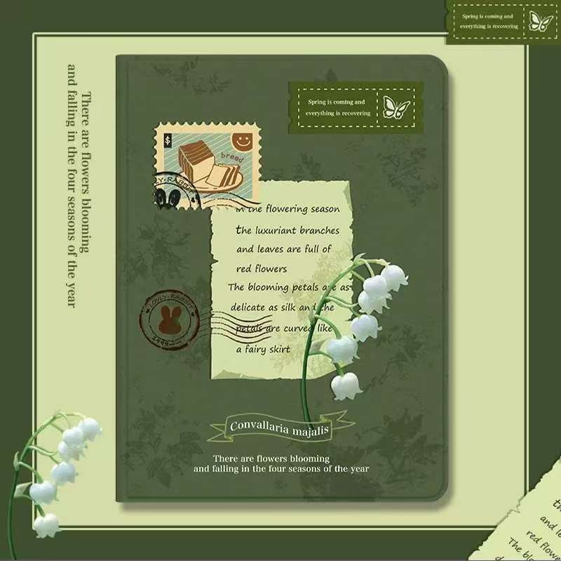 Motif Bunga Klasik ala Perangko Kuno case tablet Samsung A8 10.5 inch A9 8.7 inch A9+ 11 inch S6 Lit