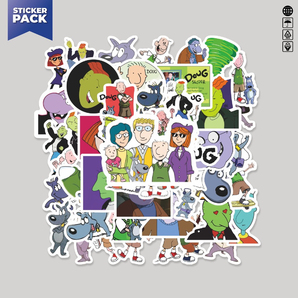 

[100PCS]Stiker Pack Sticker Kartun Doug Sticker Aesthetic Vinyl Anti Air Dekorasi Sticker Laptop Buku Journal Koper Helm Casing HP Gitar Helm Skateboard