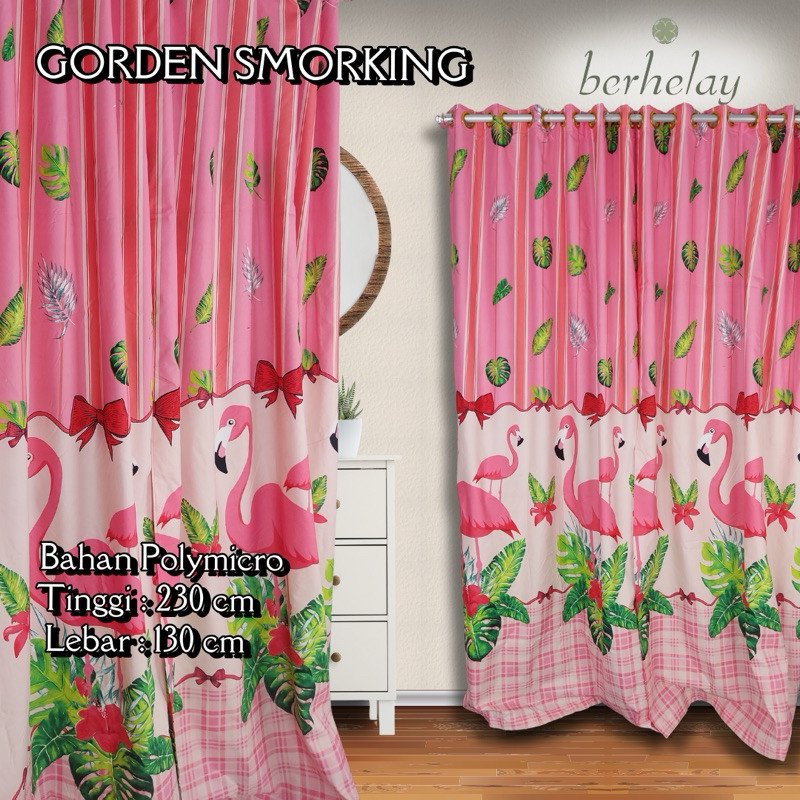HokiChanShop Gorden Smokring 12 Ring Polymicro Pintu Atau Jendela Karakter Flamingo Flaminggo Pink