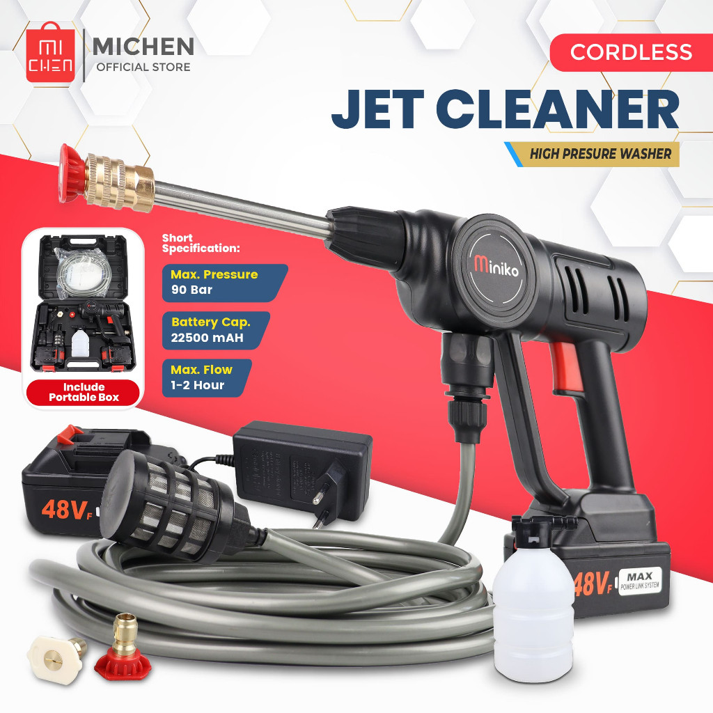 Jet Steam Cleaner Cordless Steele SG-08 - Set Alat Cuci Mobil 48Volt Semprotan Cuci Motor Car COD BO