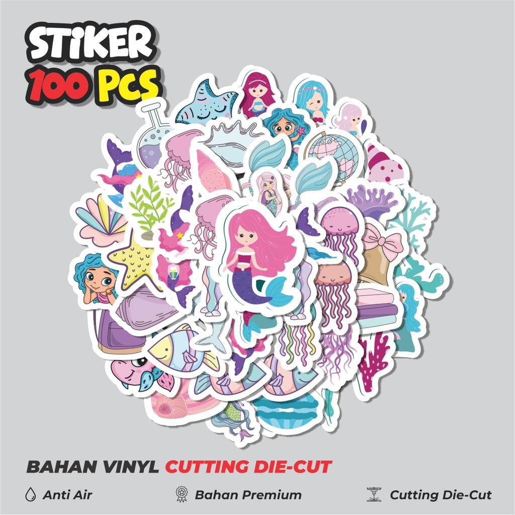 

Terbaru! 50 pcs Stiker Kartun Pink Ungu Mermaid [Kartun PinK Ungu Putri Duyung] Dekorasi Lucu Kreatif untuk Notebook, Skateboard, HP