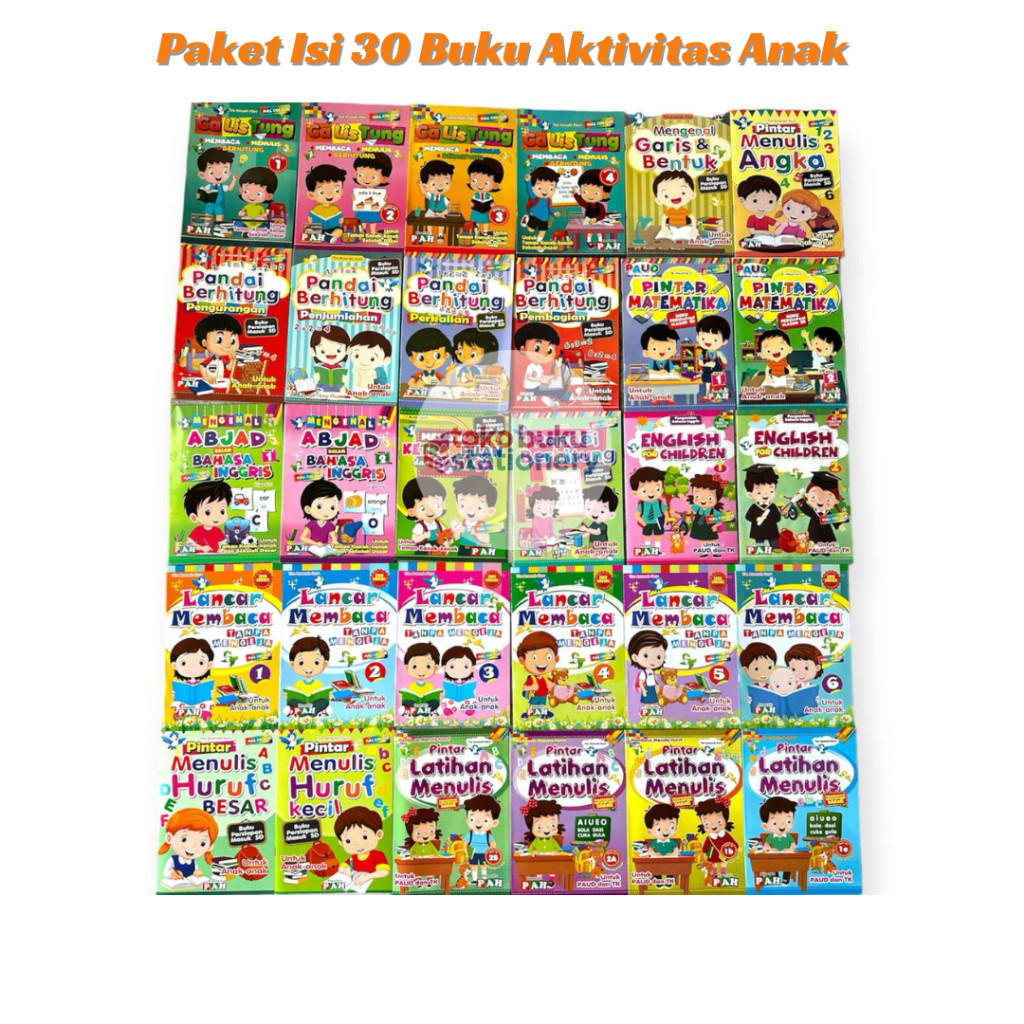 

Paket isi 30 Buku Belajar Menulis Membaca Berhitung Untuk Anak PAUD TK