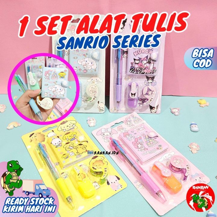 

[ FIRN ] - TERLARIS !!! ATK 1 Set /Stationary Set Sanrio 4 in 1/Alat Tulis Set/ Diary Memo/ Pena 4 warna/ATK Fr-6