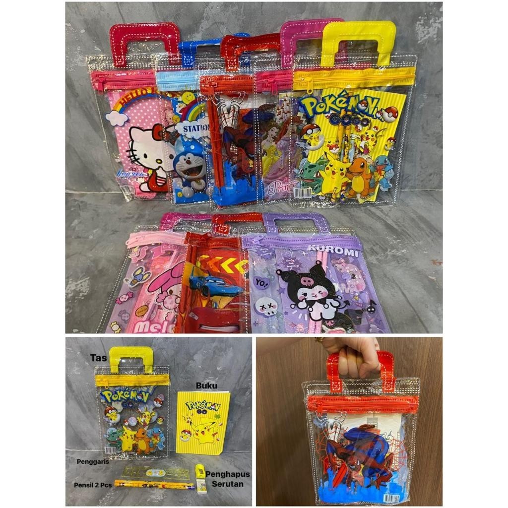 

(wk acc) Alat tulis set tas 6in1 bingkisan kado ulang tahun anak sekolah pensil - McQueen/pensil set free bag