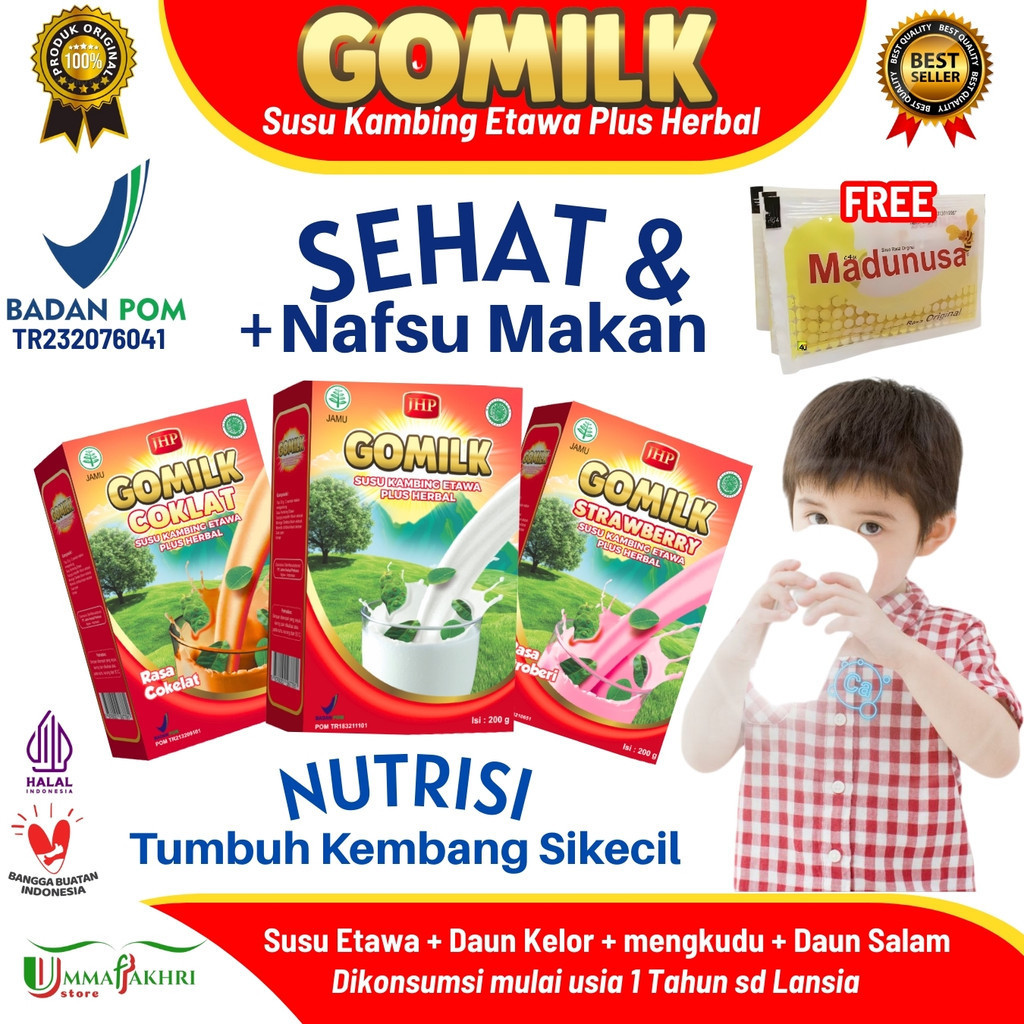 

002 Gomilk Susu etawa Penambah Nafsu makan / Susu Etawa plus Herb Daun Kelor