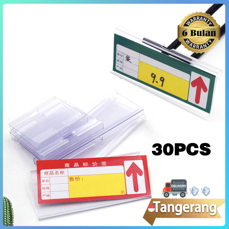 

30PCS Label Harga Mika PVC Transparent Price Tag Label Holder 6x4,2cm