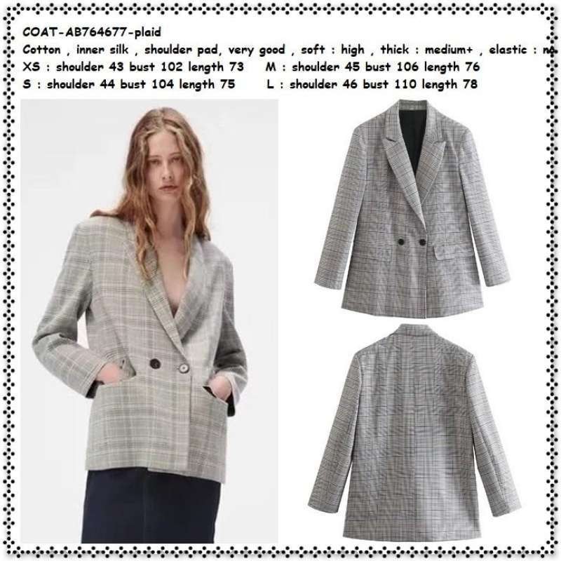 AB764677 Blazer Blezer Jas Kerja Formal Kotak Wanita Korea Import