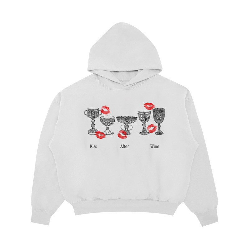 Satisfaction Hoodie Boxy 330GSM Kiss After Wine White