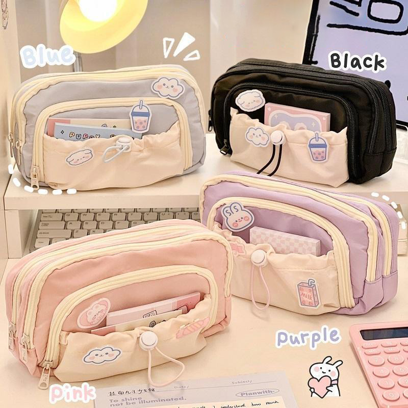 

Tempat Alat Tulis Large Capacity Kawaii Pencil Cases Flip Pencil Bag Pouch Holder Box for Girls Office Student Stationery Organizer School Supplies