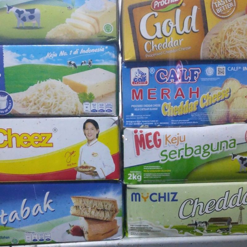 

keju cheddar chedar 1kg MURAH potongan merk calf merah kraft wincheez meg dan lain lain
