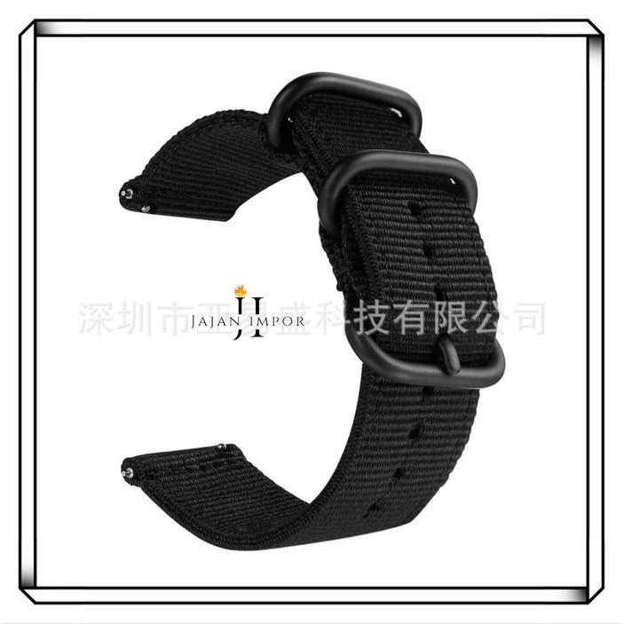 Strap nato kanvas 26mm Quatix Tactix Fenix 3 5x 6x 7x D2 Bravo Charlie - Hitam