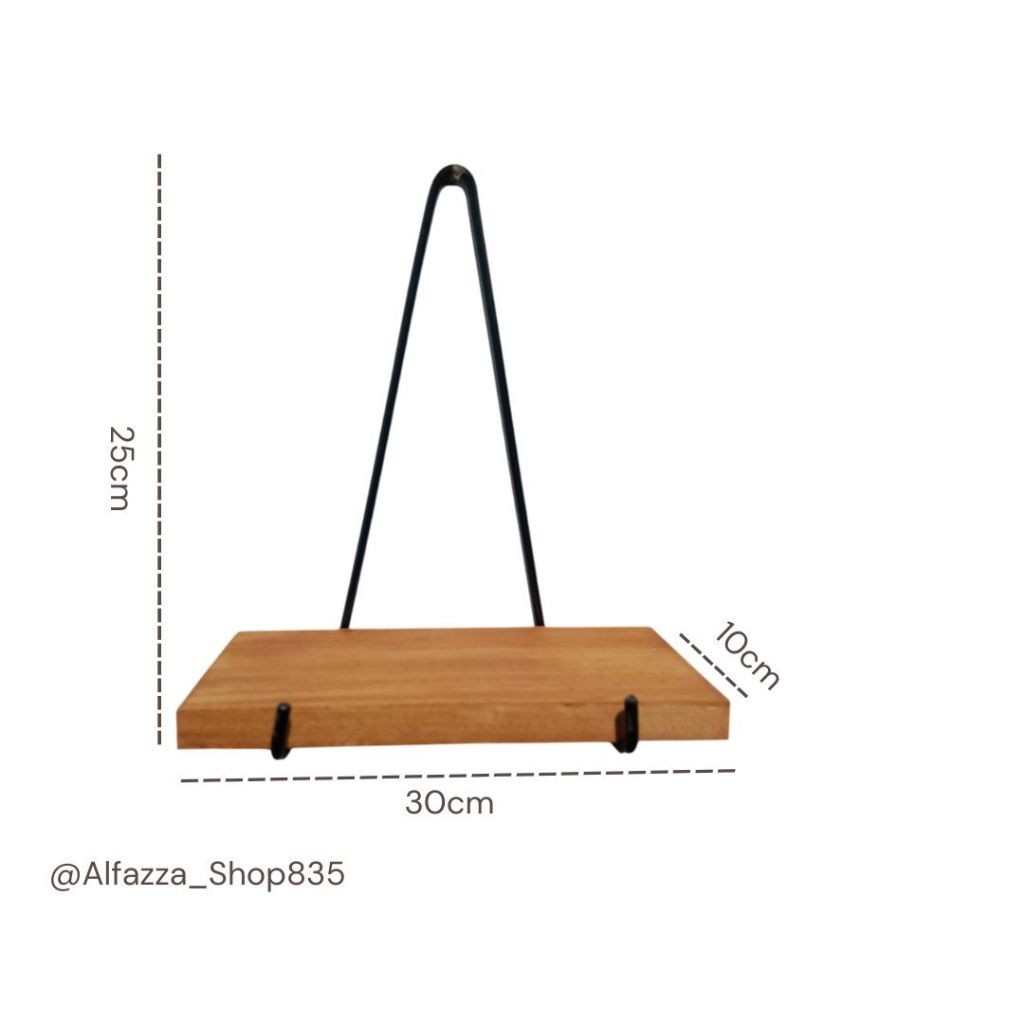 RAK DINDING KAYU GANTUNG BESI / RAK SERBAGUNA / DEKORASI HIASAN DINDING