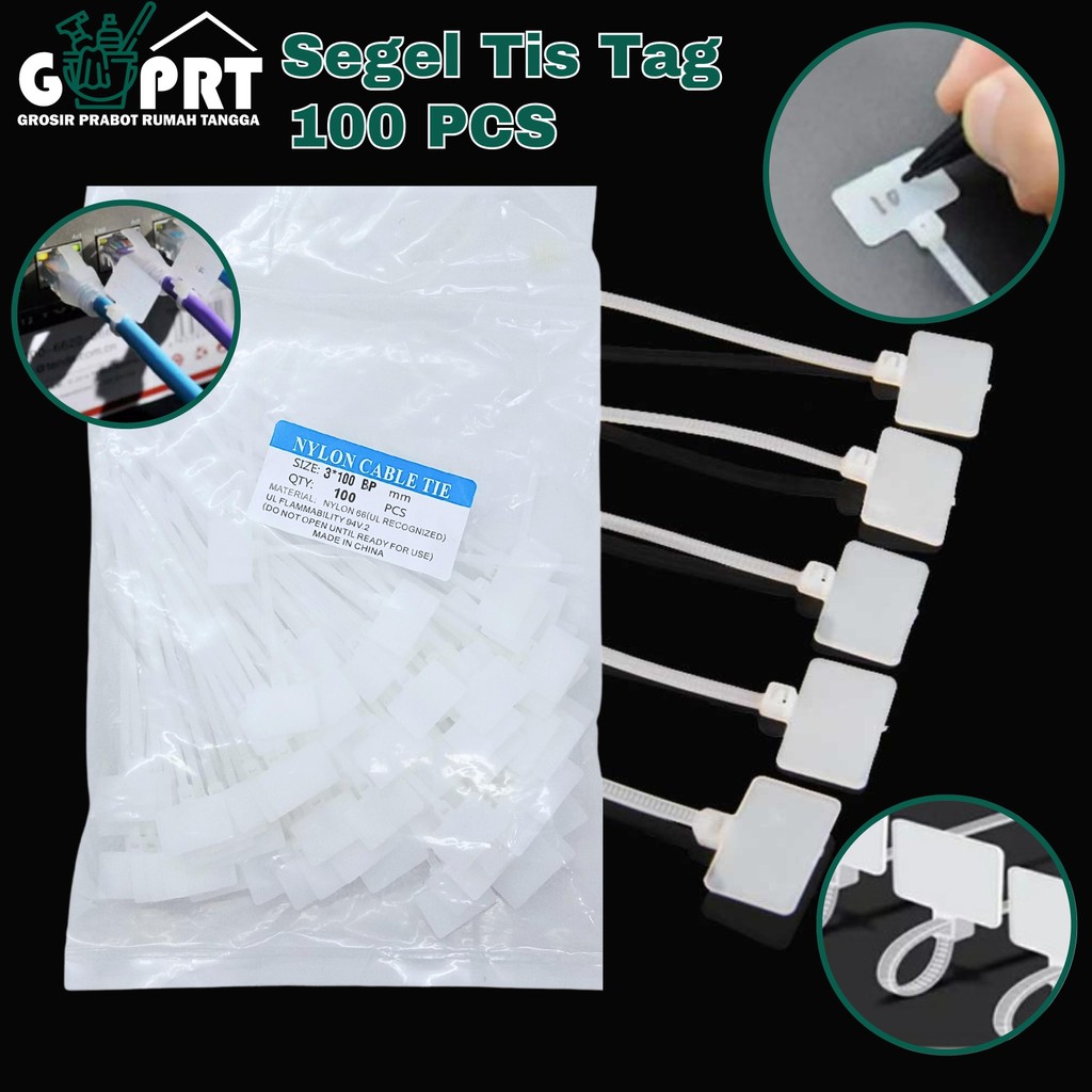 

Kabel Tis Tie Ties Cable Tali Pengikat Label Nama Name Tag Segel Truk Container Koper Panel Listrik Kuat Anti Lepas Isi 100 pcs