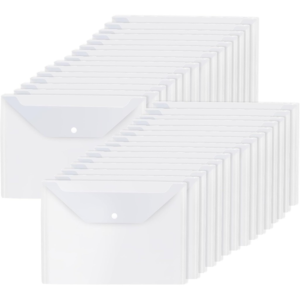 

20 PCS Clear Plastic Envelopes, Poly Envelope with Snap Closure Waterproof File Folder for School Home Office, A4 Size
