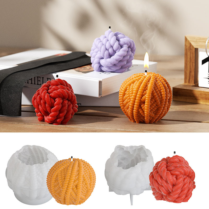 

Candle Making Epoxy Resin Mold Twist Wool Ball Candle Making Silicone Mould Concrete Casting Mould DIY Home Decoration