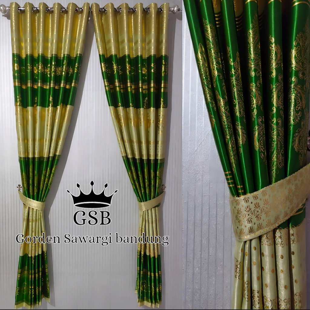 Gorden  import mewah model  motif batik gordyn jendela print emas bahan blackout import aeshtetic ho