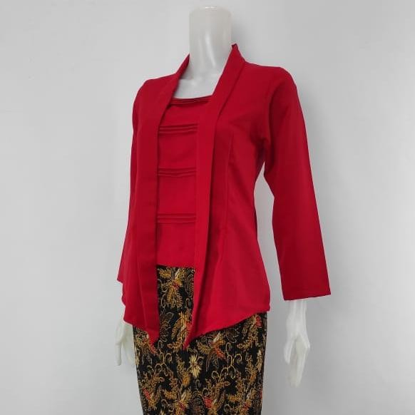 

kebaya kutubaru polos modern - Merah, S