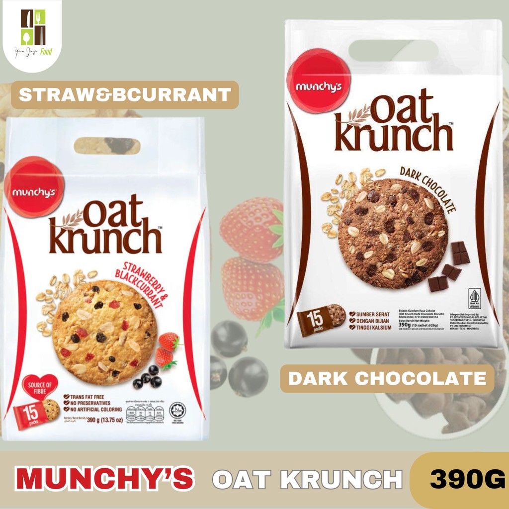 

Munchy's Oat Krunch 390g / Dark Chocolate / Strawberry&Blackcurrant / Cookies / Kue