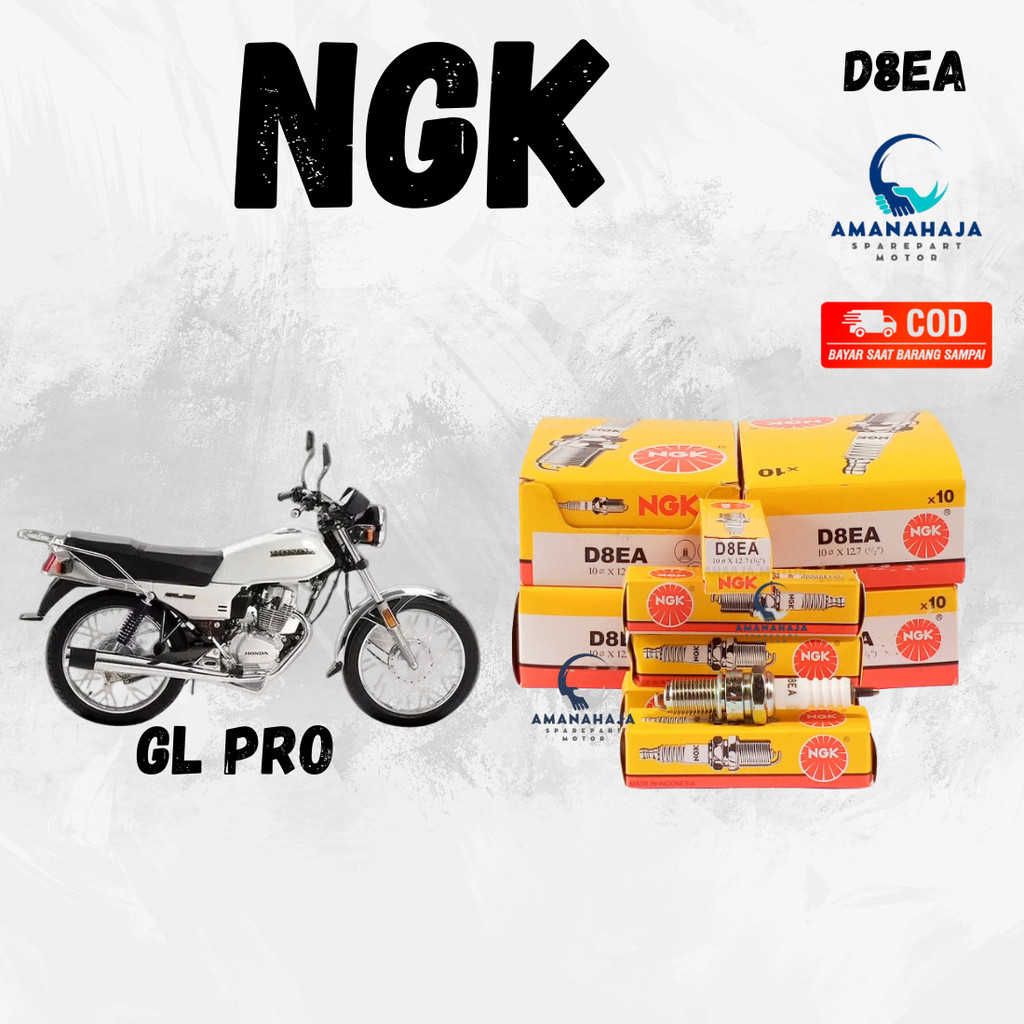 ( GARANSI ) ORI (PAKET 10 PCS) BUSI NGK (D8EA) MOTOR GL PRO | BUSI ORIGINAL NGK SUKU CADANG SEPEDA M