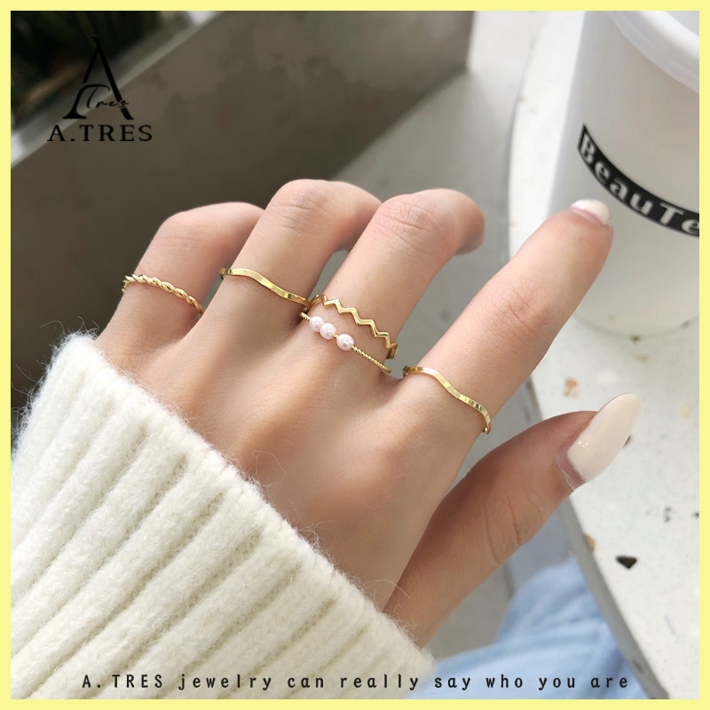 A.TRES Cincin Emas Polos Cincin Kawin Cincin Lamaran Cincin Lucu Cincin Mahkota Cincin Moissanite Ci