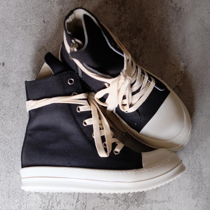 Rick Owens DRKSHDW Ramones High Top Sneaker Black Canvas