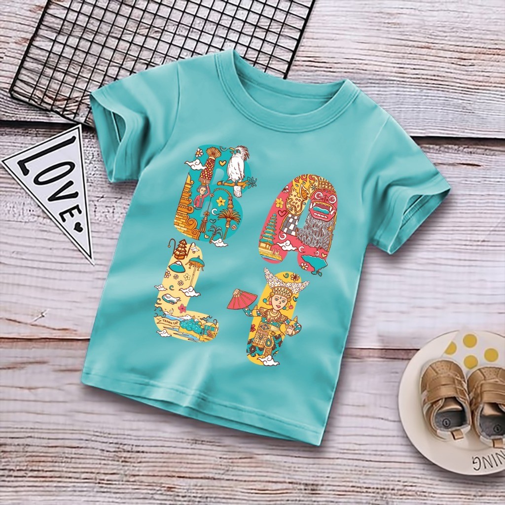Kaos Atasan Anak Cowok Cewek Baju Anak Laki Laki Perempuan Motif Bali Batik Warna Usia 1–10 Tahun – 