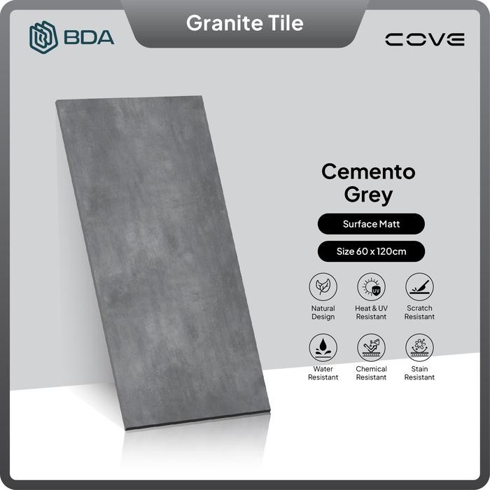 BDA Granite Tile 60x120 Keramik Granit Lantai Dinding Interior Kamar mandi 120X60 Matt Cemento Grey