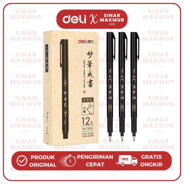 

Promo Caigraphy Pen/Pupen Pena/Pen Kaigrafi Hitam Dei 7551X (Pcs) - Tipis(75517)