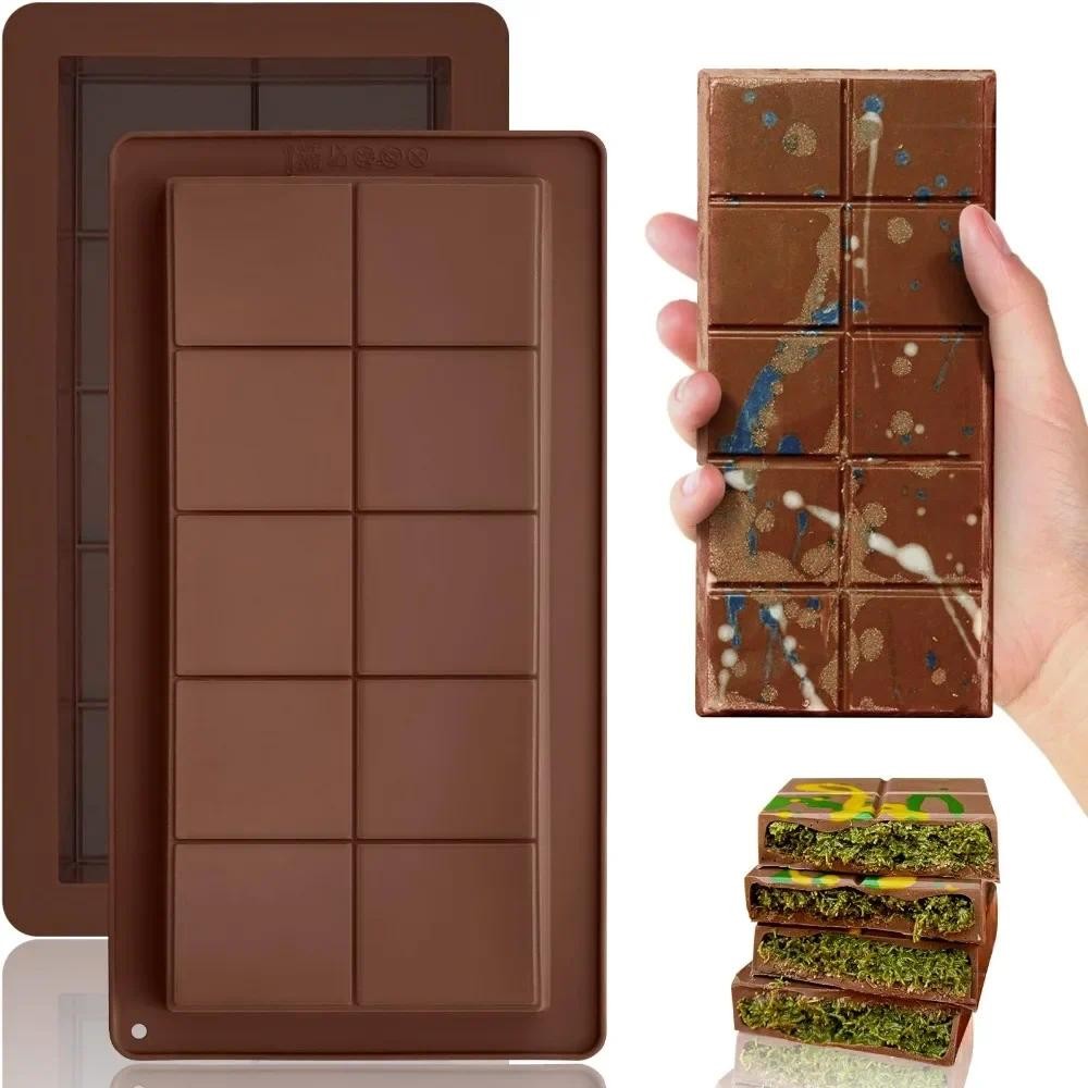 

1pcs Chocolate Bar Silicone Molds Large Stuffed Dubai Pistachio Deep Bar Moulds Ideal 10 Squares Choco DIY Tool